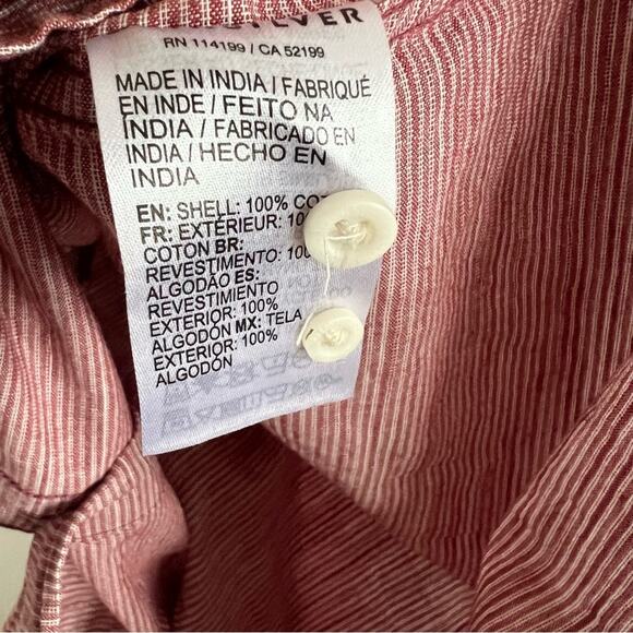 Quiksilver Red White Stripe Regular Fit Collar Shirt Small - Picture 6 of 6